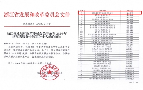 喜報(bào)！嘉農(nóng)股份獲評(píng)浙江省服務(wù)業(yè)領(lǐng)軍企業(yè)！